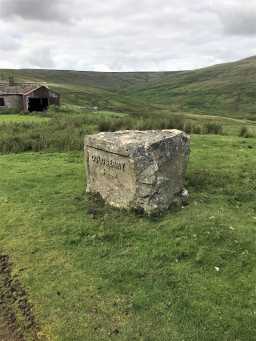 Image of Coldberry Mine waymarker, 2020. Image taken from south. Emma Watson 11-Jul-2020